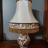 Gien earthenware lamp with peony decoration