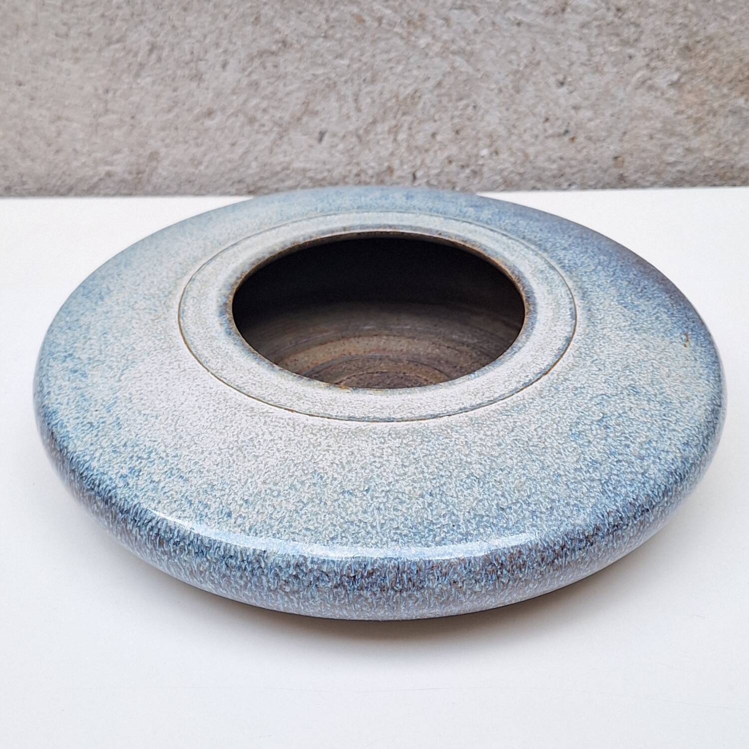 Flat ceramic vase by Nadia and Alain Pinel