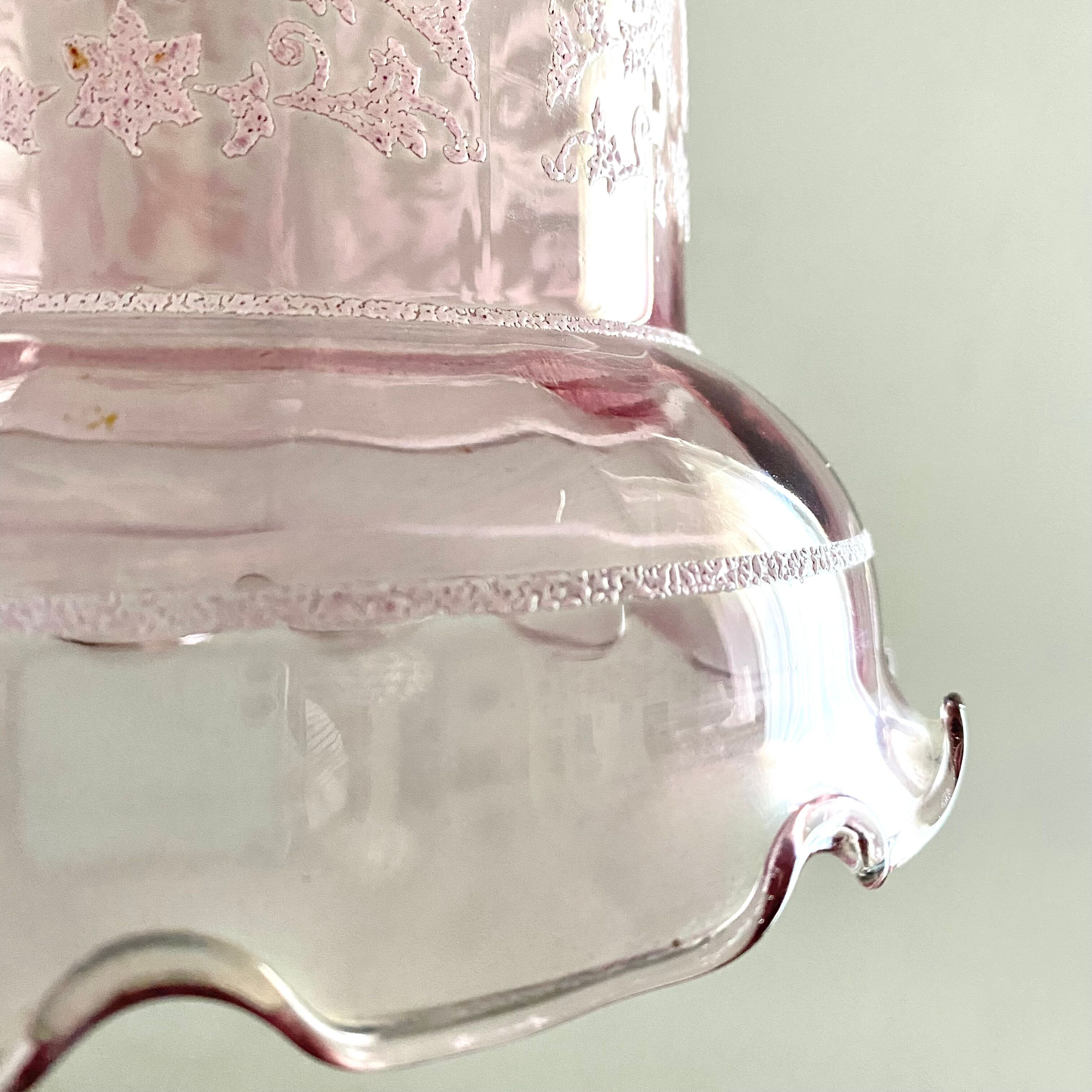 Suspension vintage en verre rose