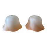 2 vintage frosted glass tulips