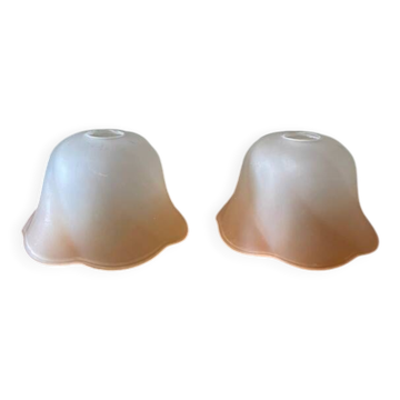 2 vintage frosted glass tulips