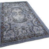 Handmade Antique Turkish 1970s 154 cm x 264 cm Grey Carpet