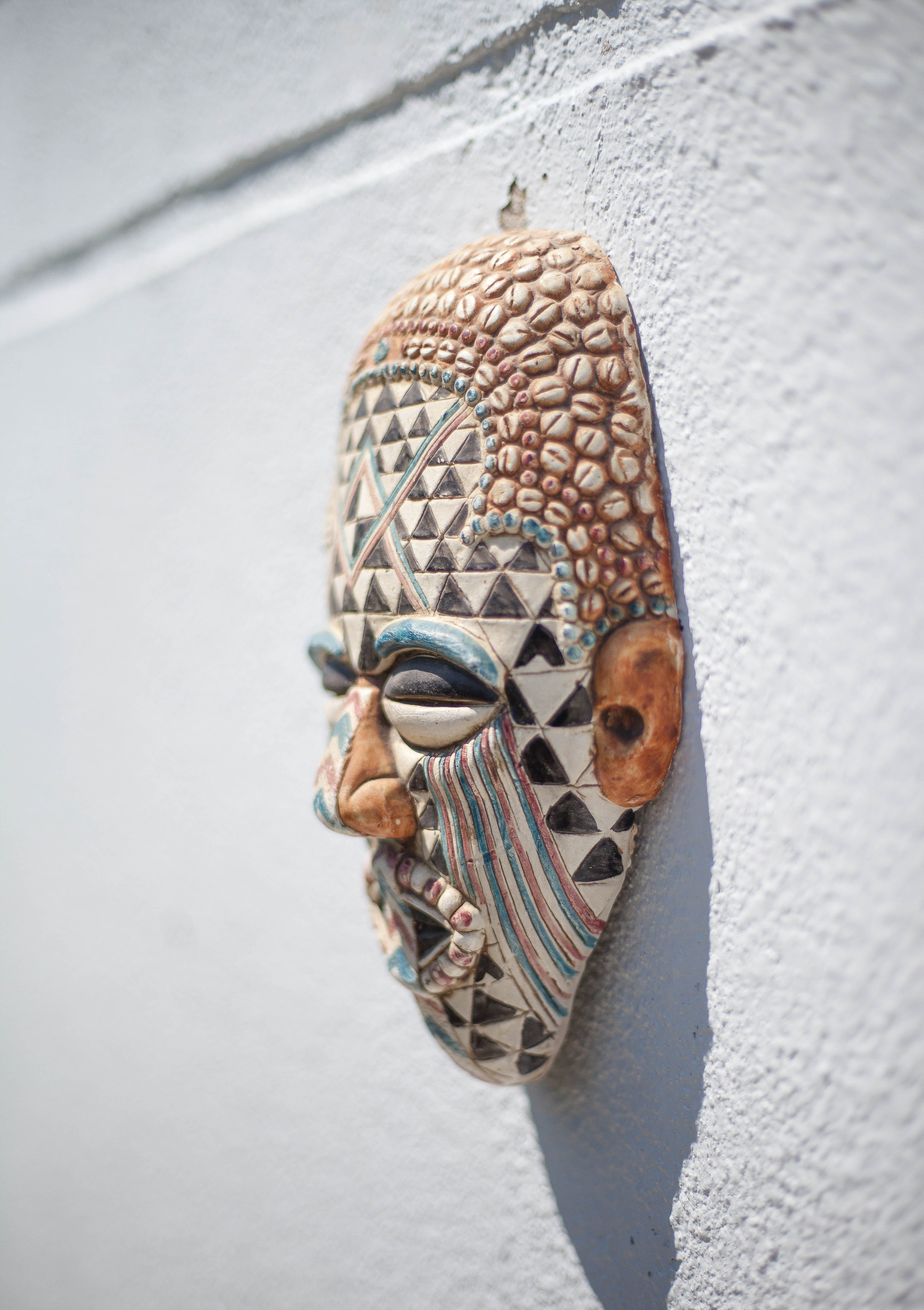 Kuba African ceramic mask, pottery, wall decoration, collection, 50/60's