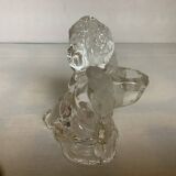Trio of frosted molded glass angel candle holders