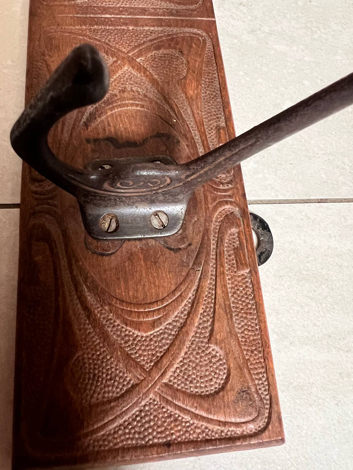 Carved Art Nouveau Coat Rack in Carved Oak