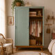 Armoire parisienne penderie 1960 vert grisé rénovée 