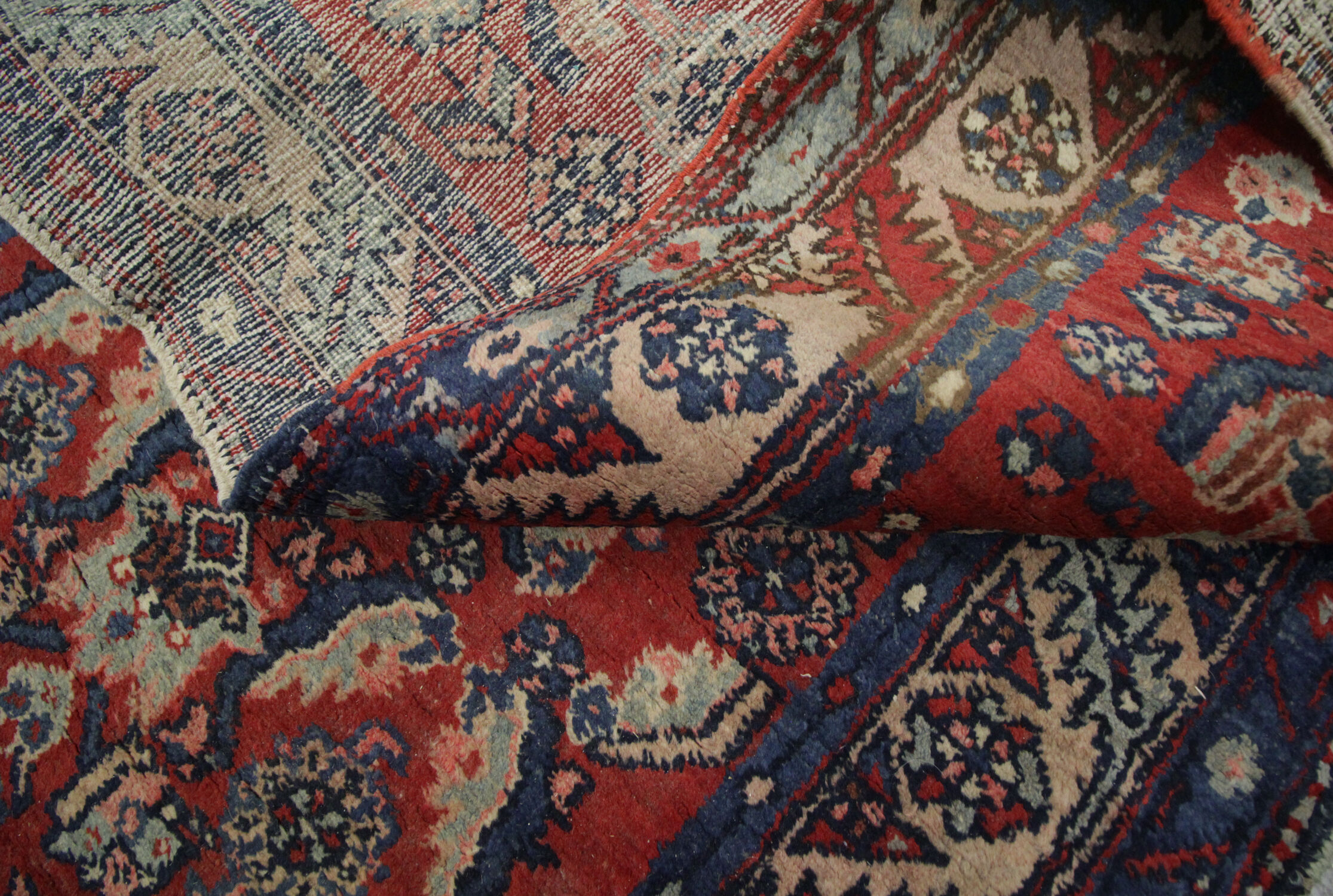 Indian runner rug, long handwoven  mahal carpet  95x447cm