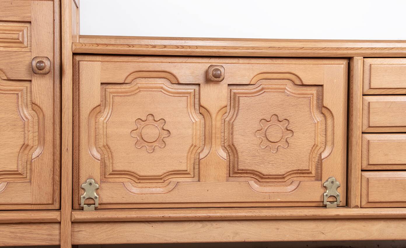 French enfilade in solid oak by Guillerme and Chambron 1960.