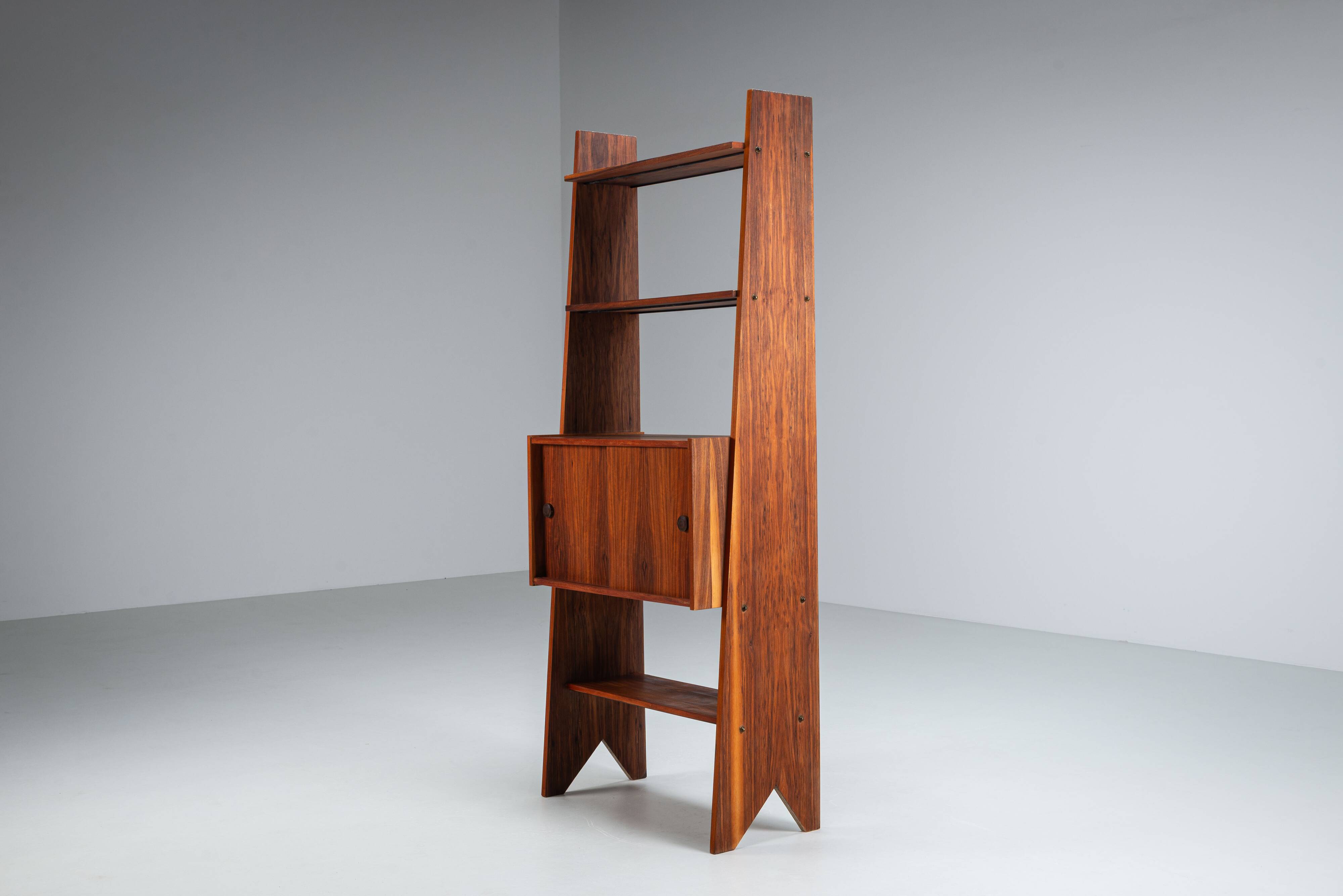Italian bookcase with three shelves and storage
