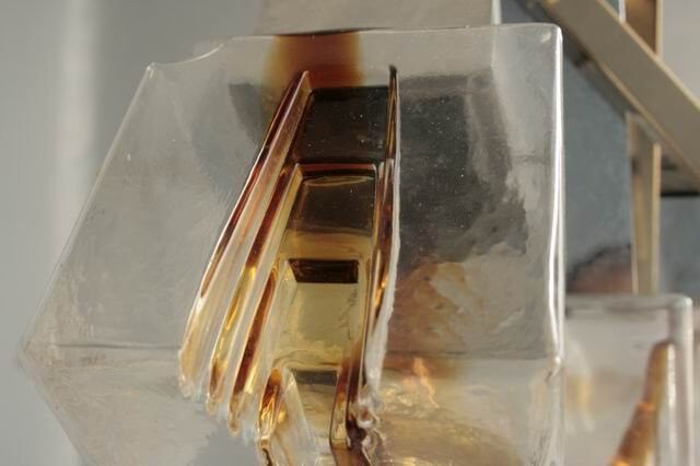 Chandelier 1970 design glass and stainless steel