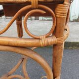Bamboo and rattan side table, 1950s-1960s