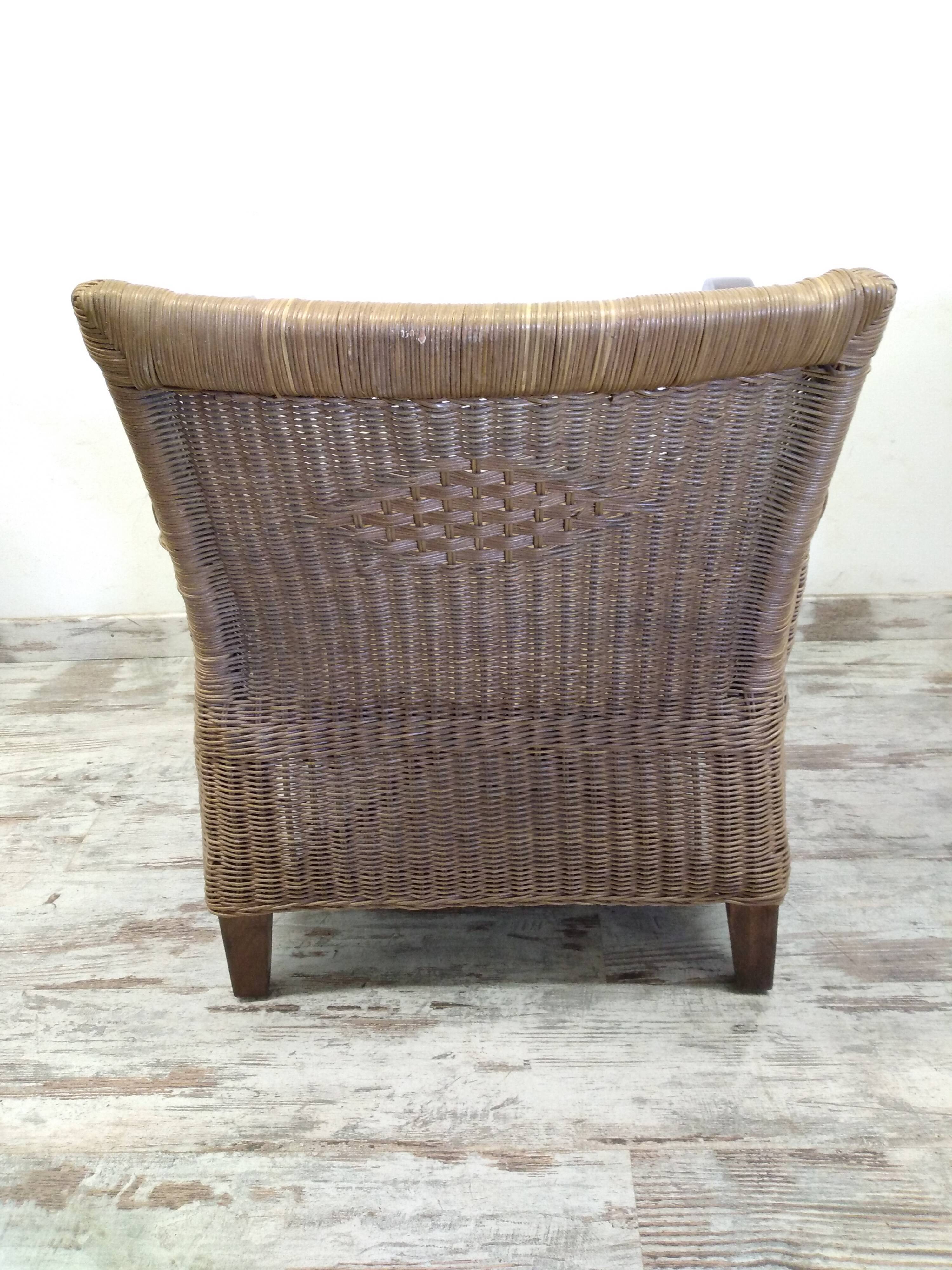 Bench seat and armchair in old rattan