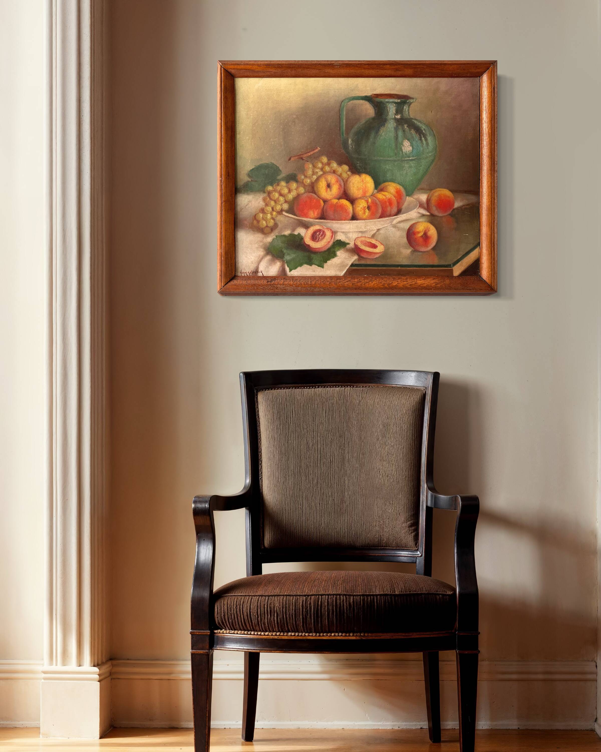 Still life with fruits, oil on canvas circa 1920