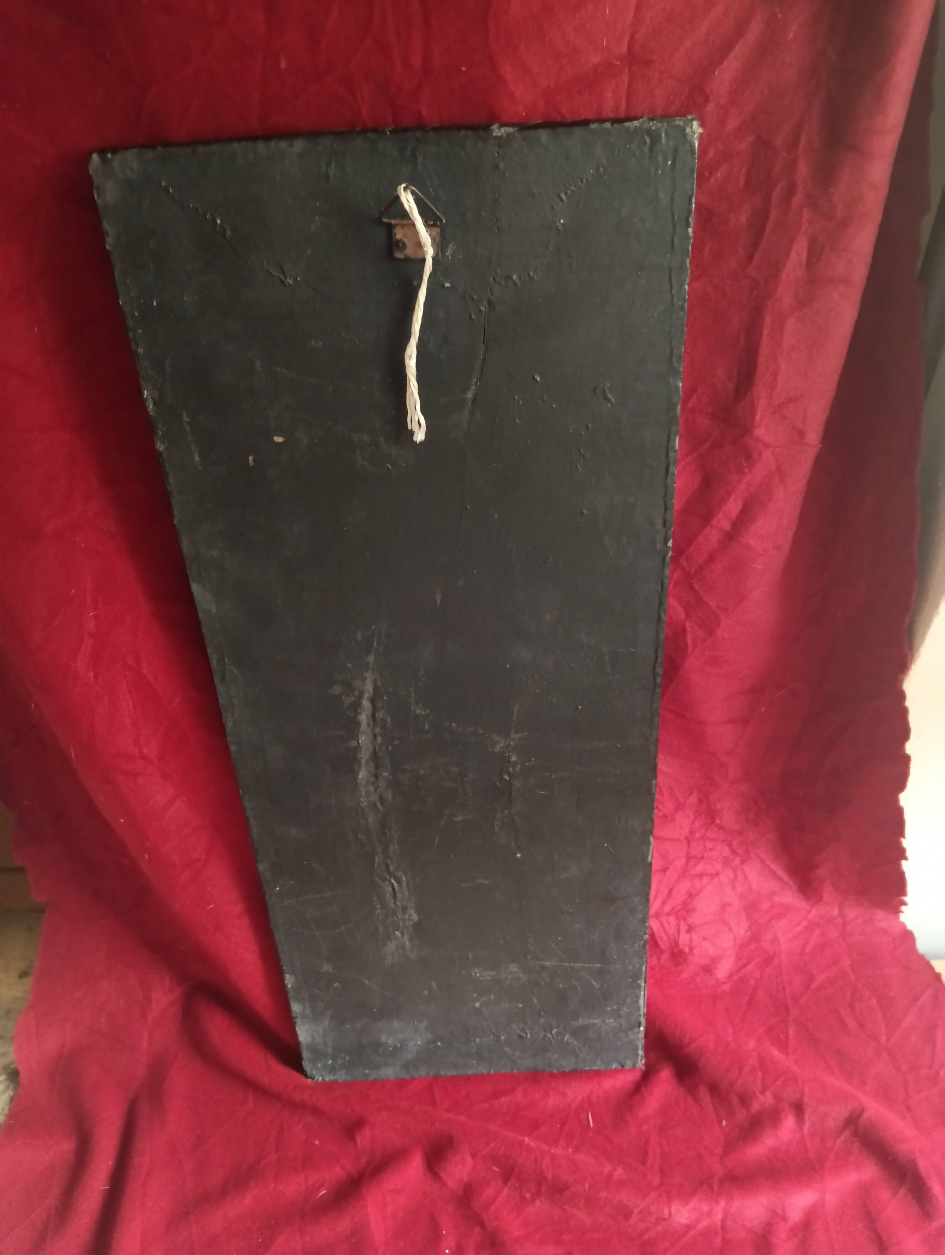 Ancient asian lacquered panel with mother-of-pearl inlay
