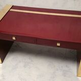 Executive desk by Jean Claude Mahey - lacquered wood & brass - Ca 1970
