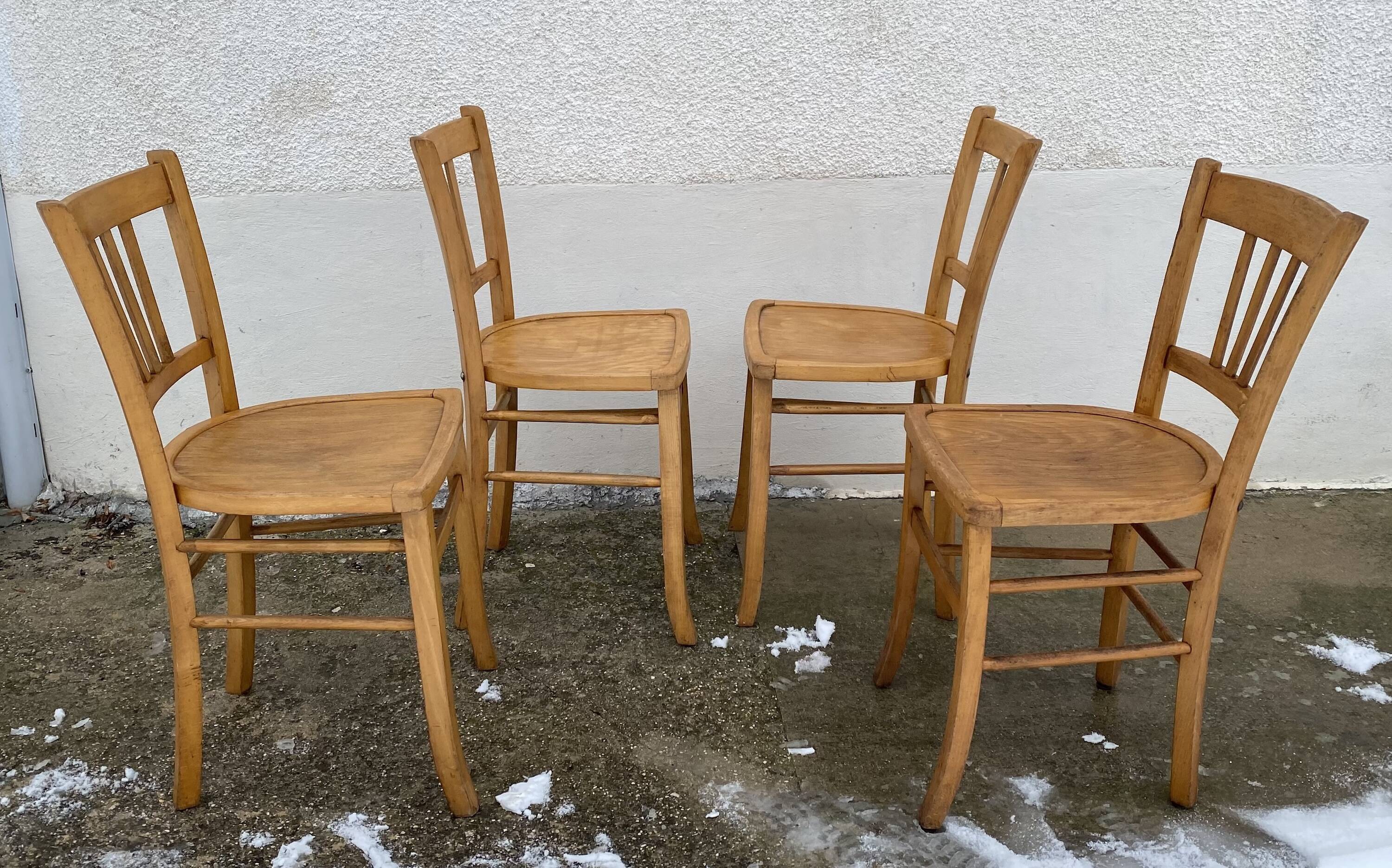 Série de 4 chaises bistro vintage 1949-50
