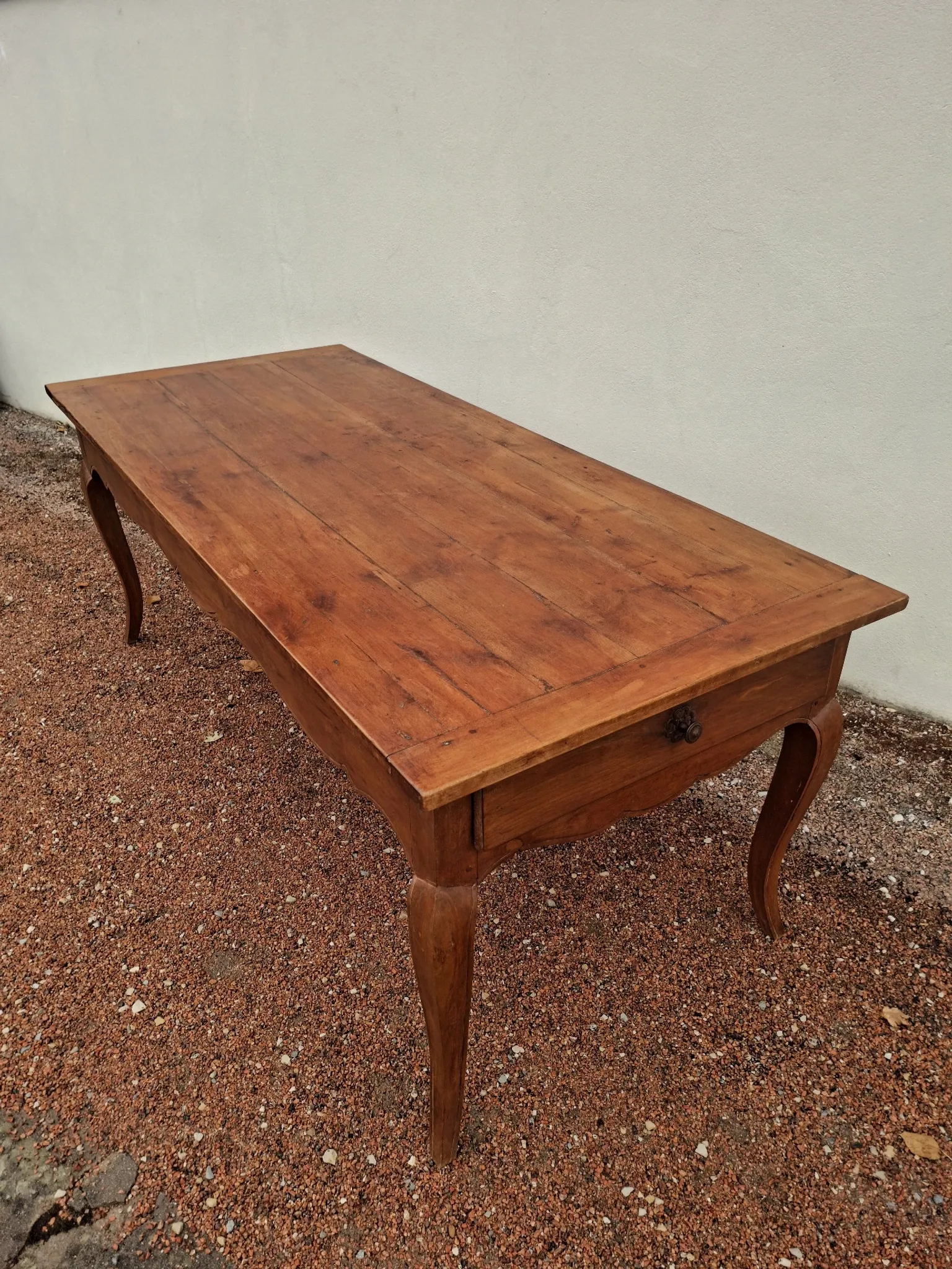 Rustic Louis XV farmhouse table in cherry wood, 1900s.