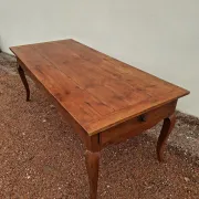 Rustic Louis XV farmhouse table in cherry wood, 1900s.