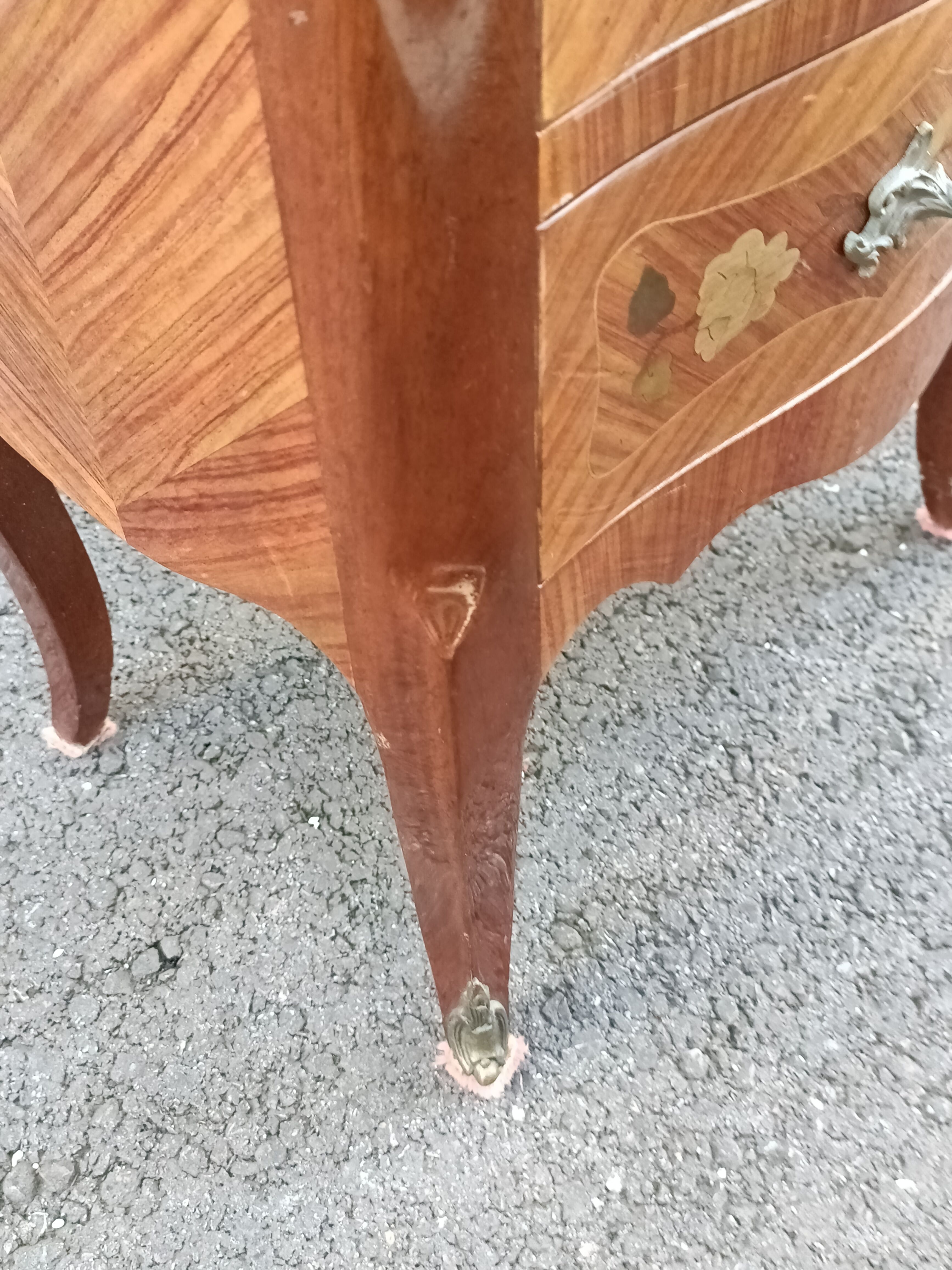 Dresser chiffon marquetry style louis xv marble top