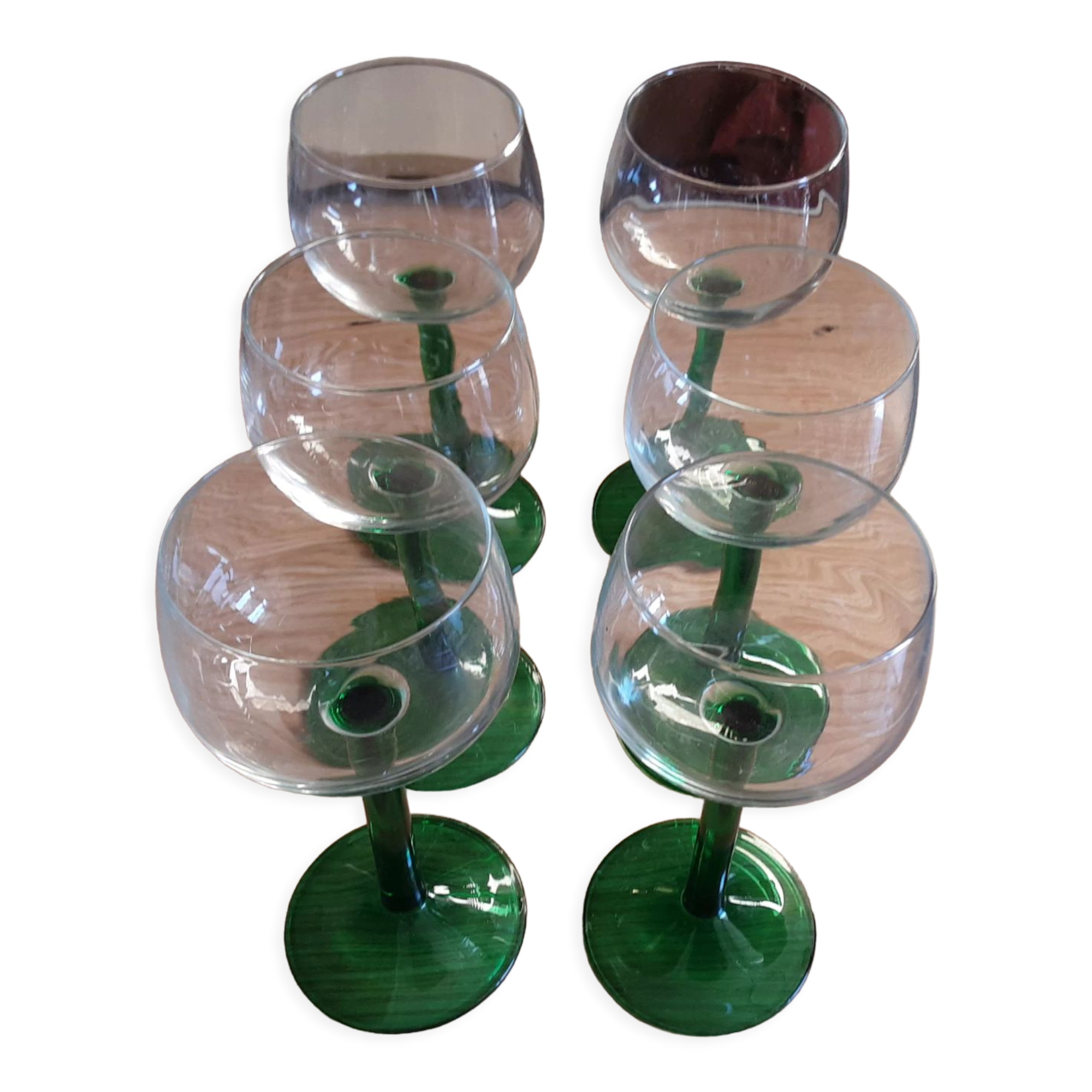 6 glasses white wine Alsace greens