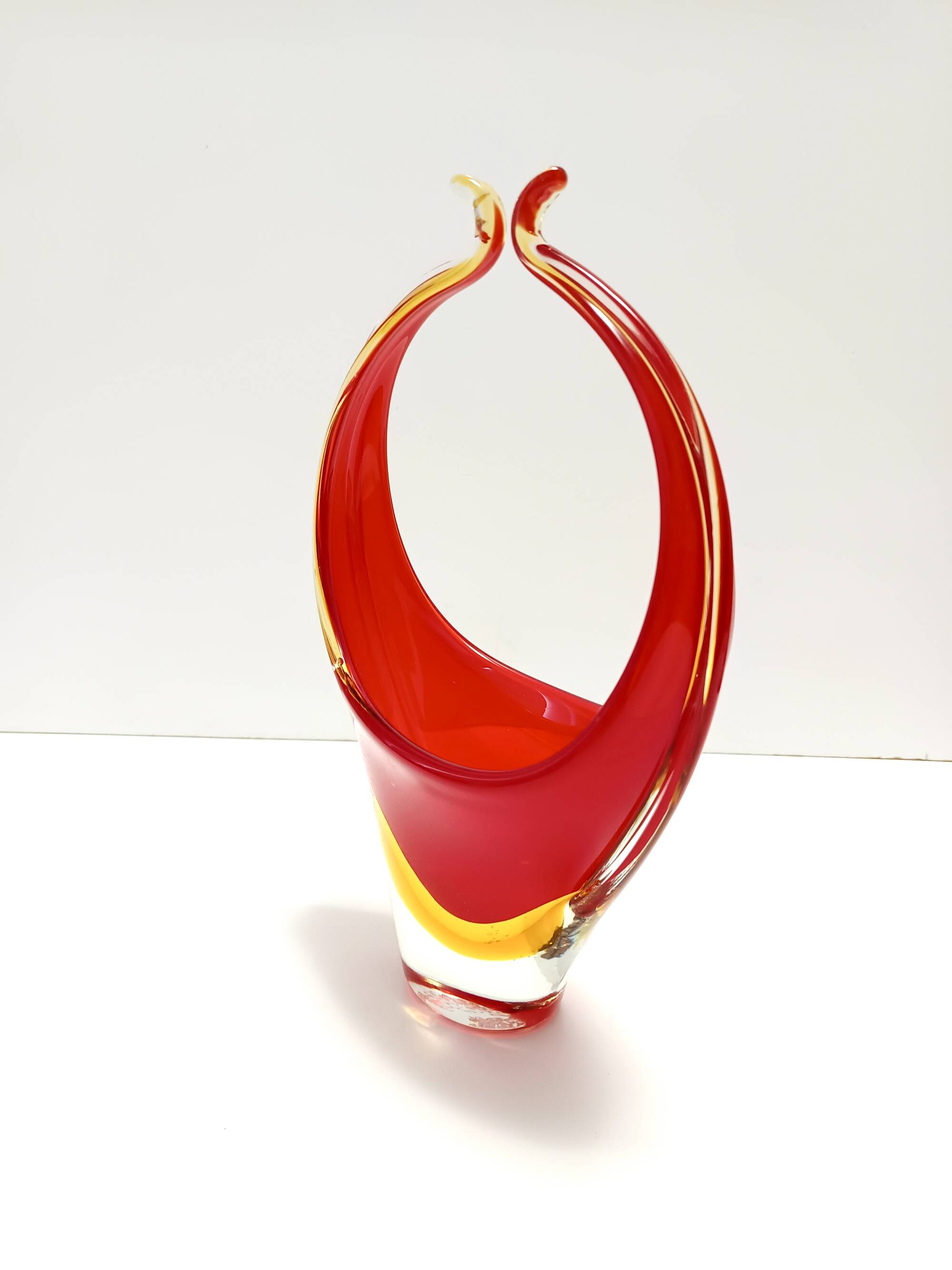Red and Yellow Sommerso Murano Glass Vase attr. to Flavio Poli, Italy