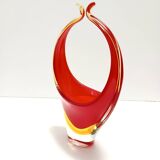 Red and Yellow Sommerso Murano Glass Vase attr. to Flavio Poli, Italy