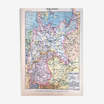 Lithographie carte Empire d’Allemagne 1897