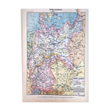 Lithograph map Empire of Germany 1897