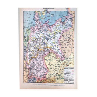 Lithographie carte Empire d’Allemagne 1897