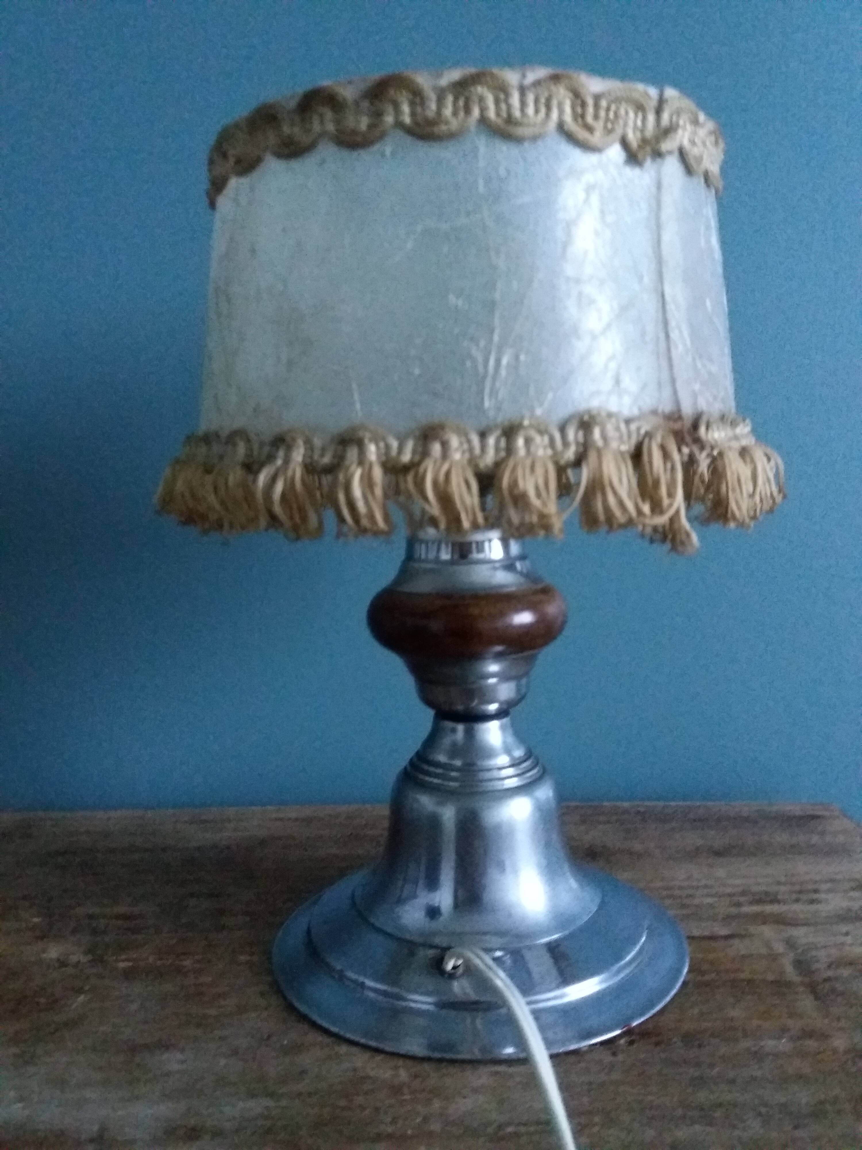Metal and wood bedside lamp