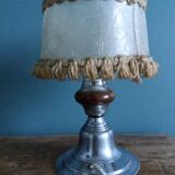 Metal and wood bedside lamp