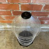 Antique black & white metal bird cage on vintage decorative legs