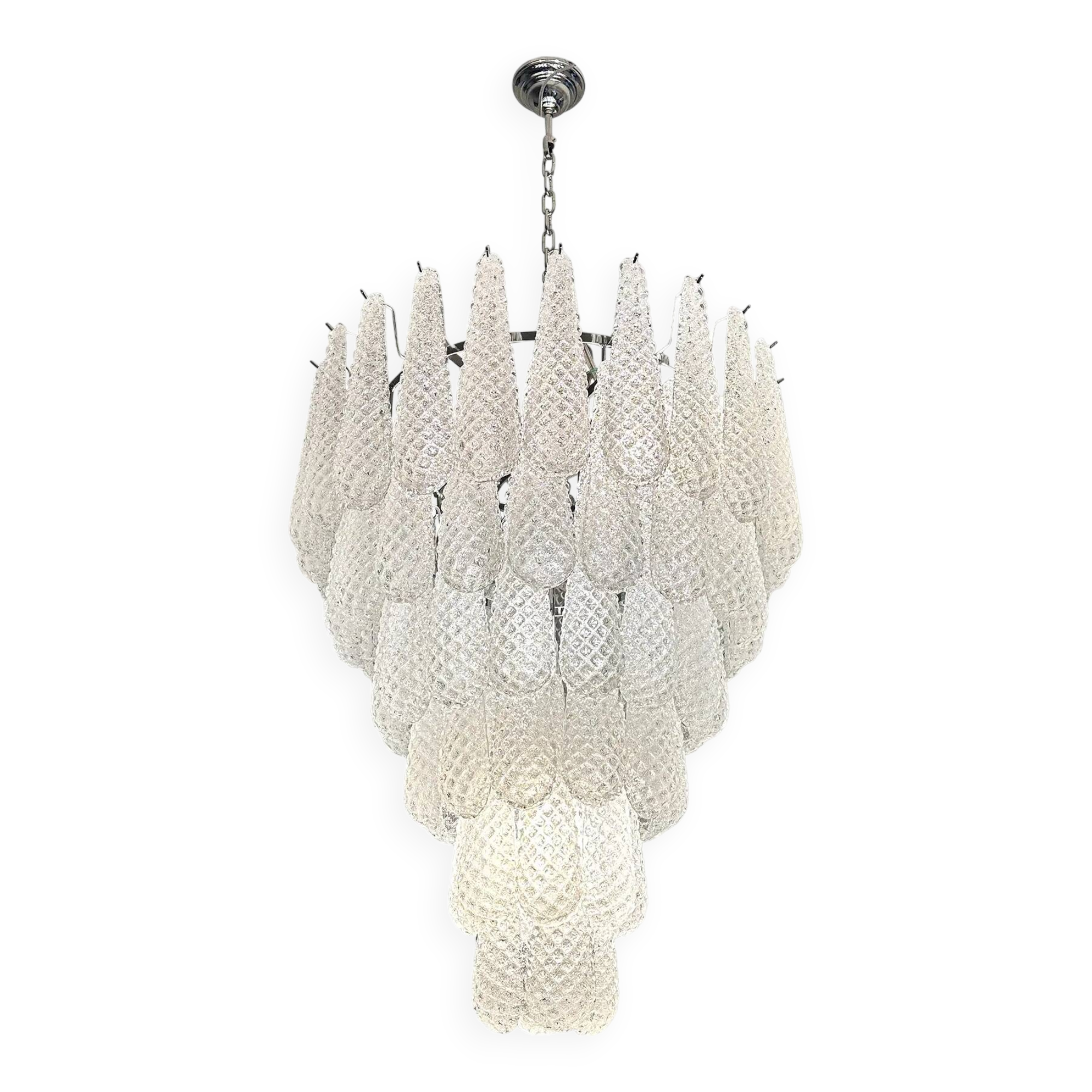 “Elegant Murano Glass ‘Shells’ Chandelier – Venetian Mid-Century Modern”