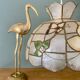 Vintage mother-of-pearl and brass lampshade pendant with flower and butterfly decorations