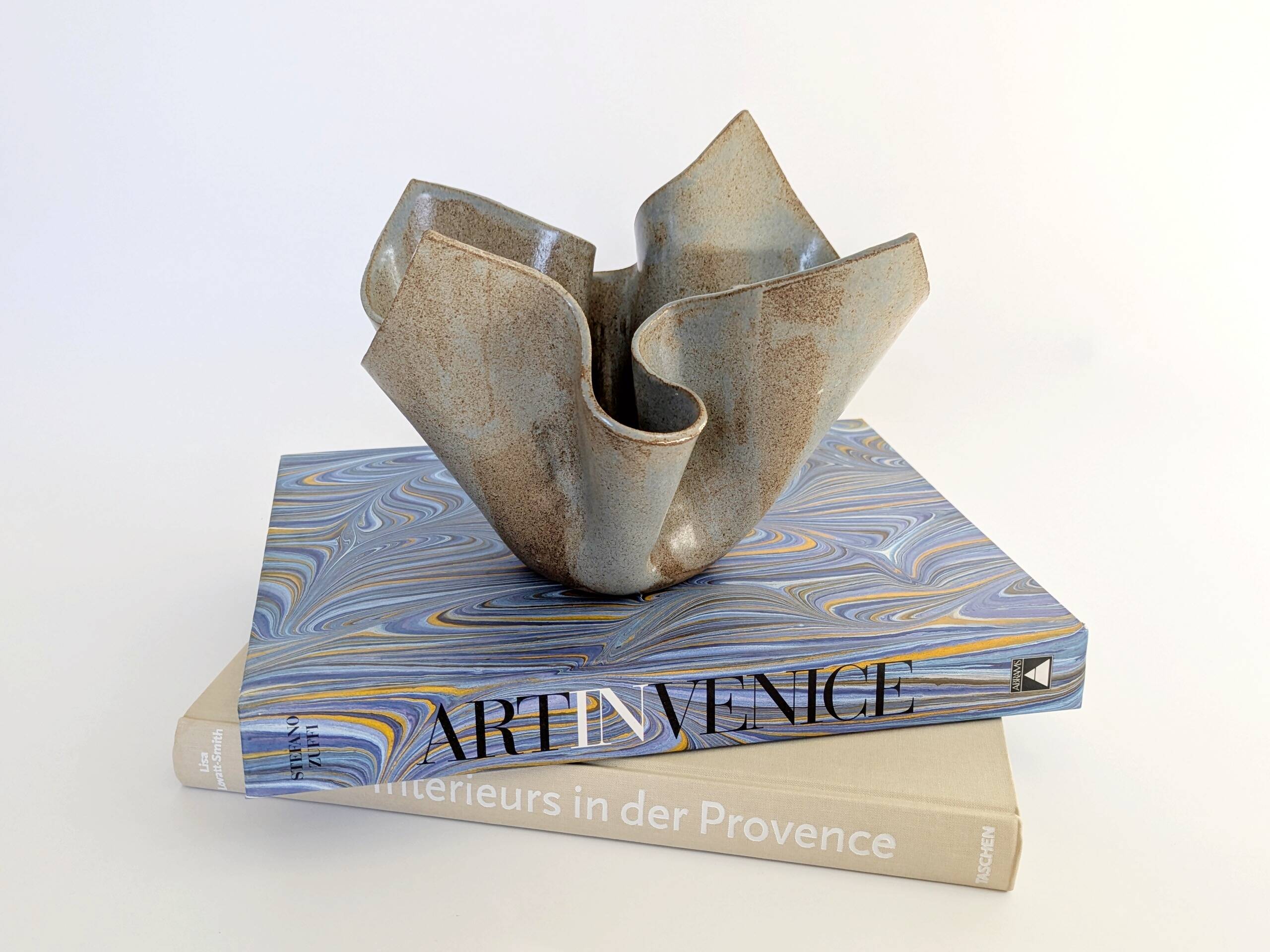 Vintage Willy Guhl style folded ceramic vase, 1960s