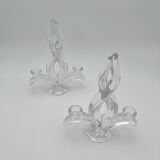 Pair of "Vegetal" candlesticks in solid crystal - Vannes-le-Châtel