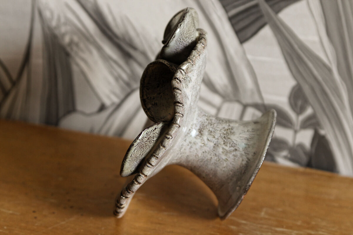 Glazed terracotta candle holder