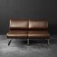 Vintage Mid-Century German Modern 2-Seater Brown Steel Frame Lounge Sofa
