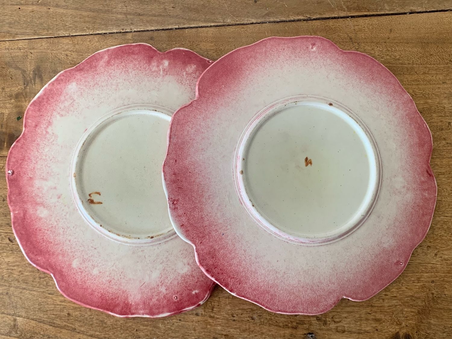 Two plates in slip by ceramist Delphin Massier