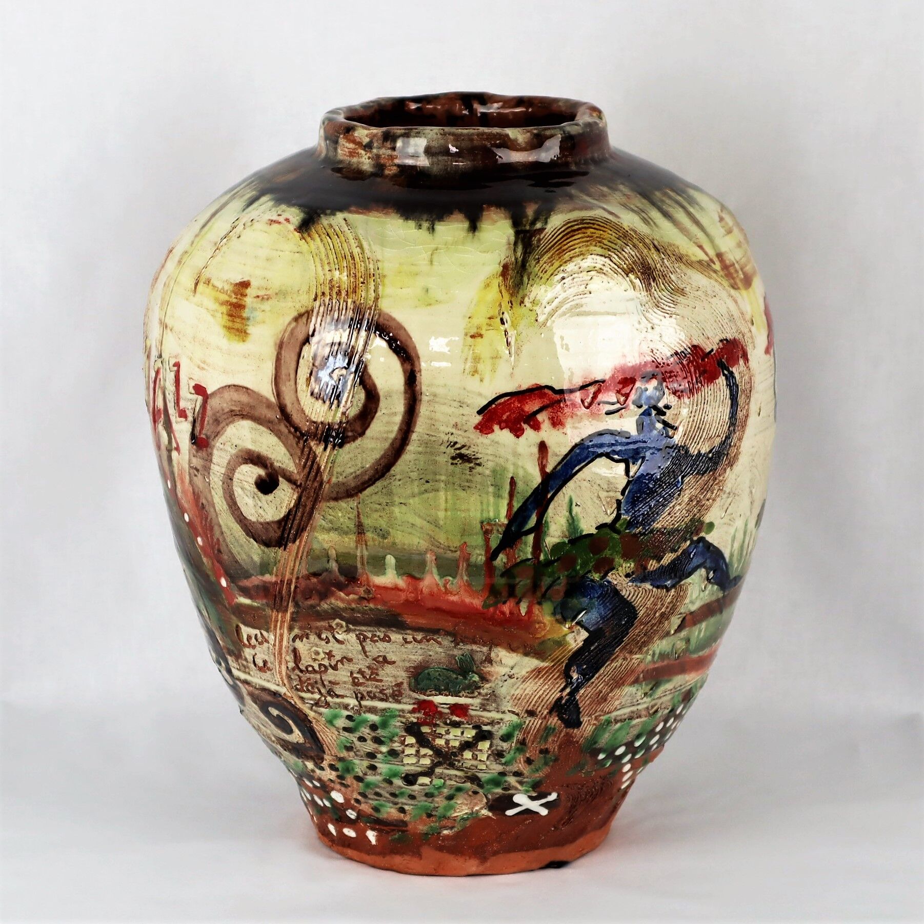 Ceramic vase of Basile "graffiti Jazz" 1990 unique piece