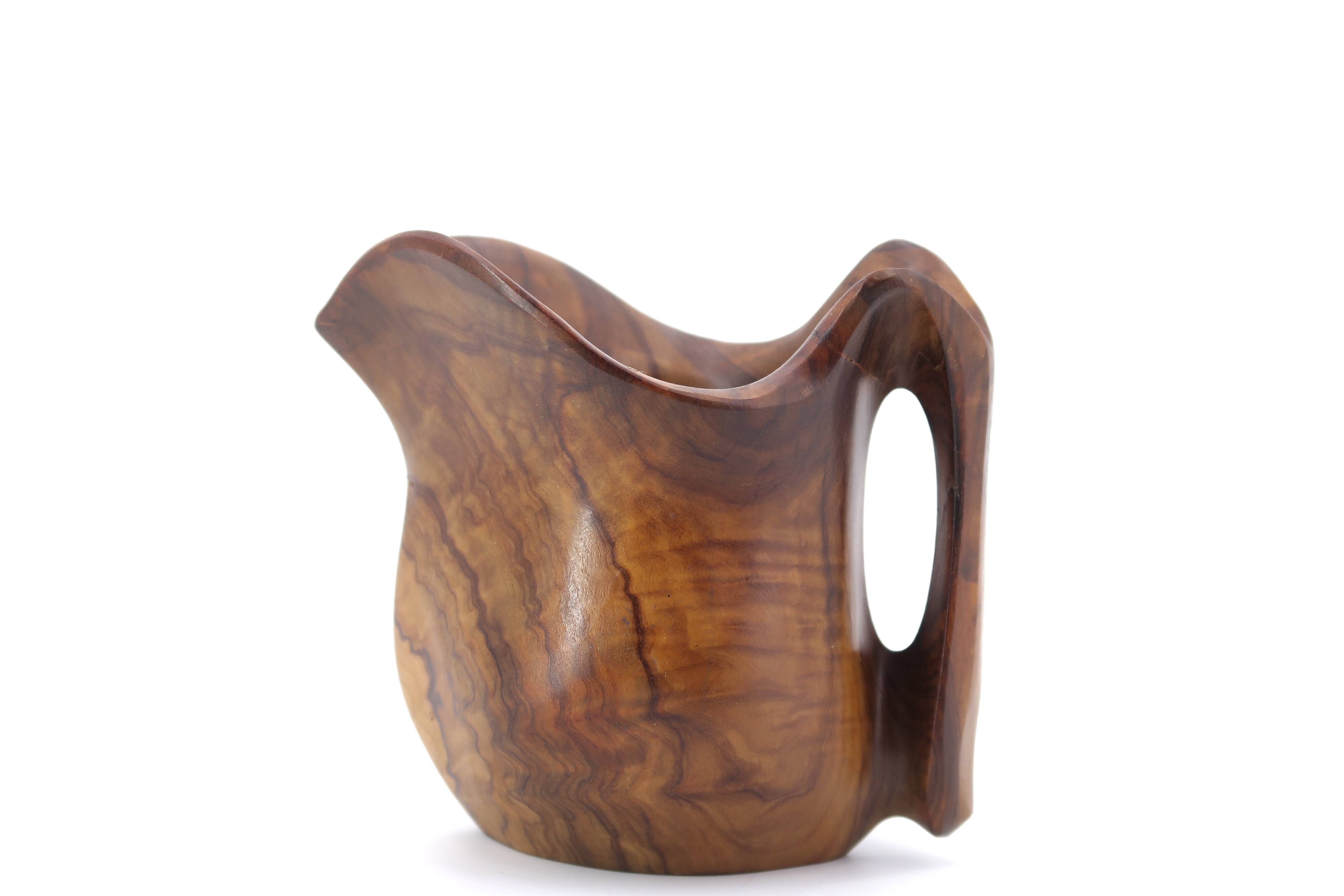 Decorative wooden pitcher signed Falcon Spain, 60s