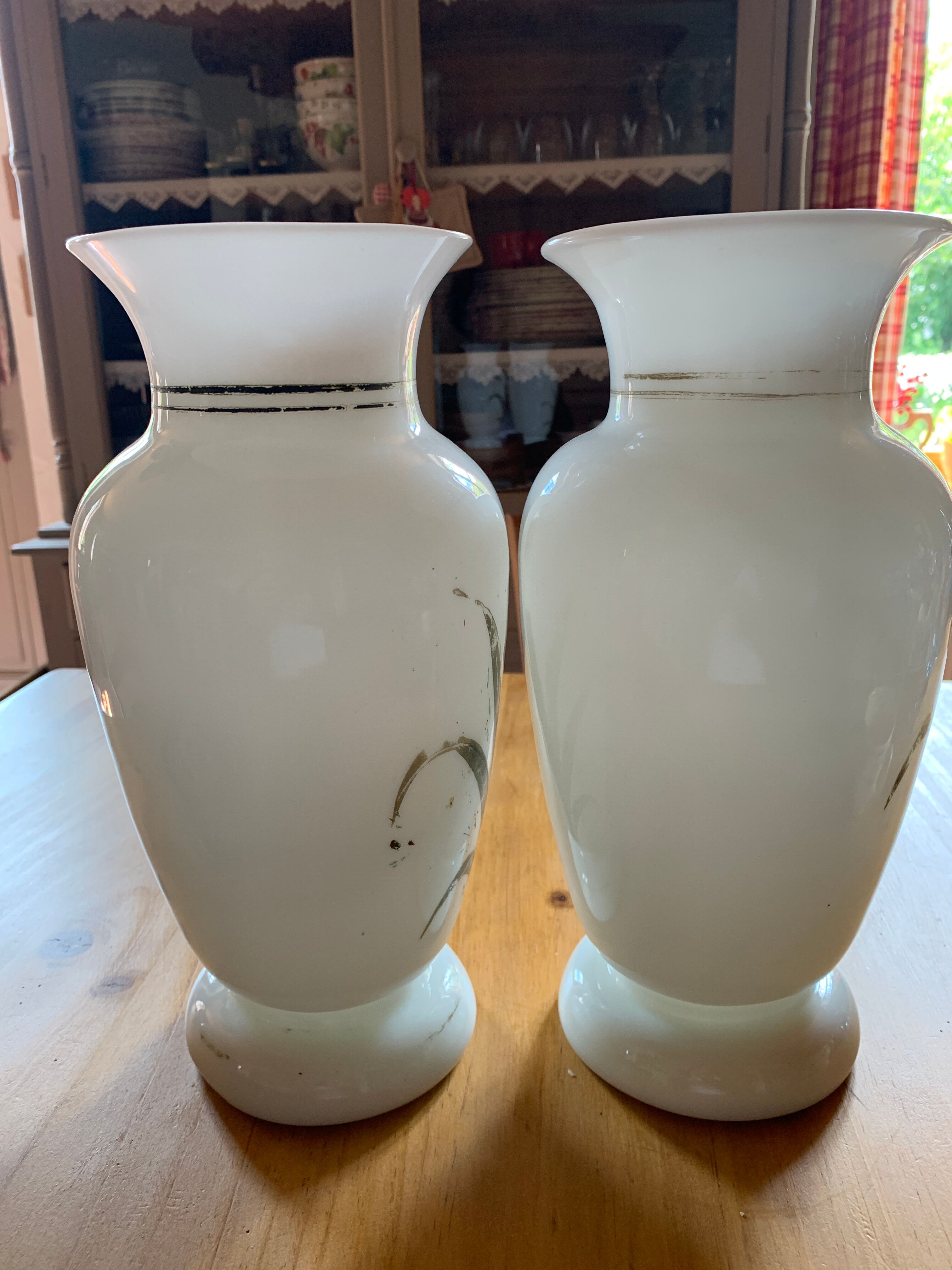 Pair of old opaline vases