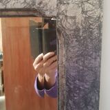 Antique mirror beveled restyled silver patinated black 58x159cm