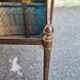 2 brass trundle tables and vintage black glass