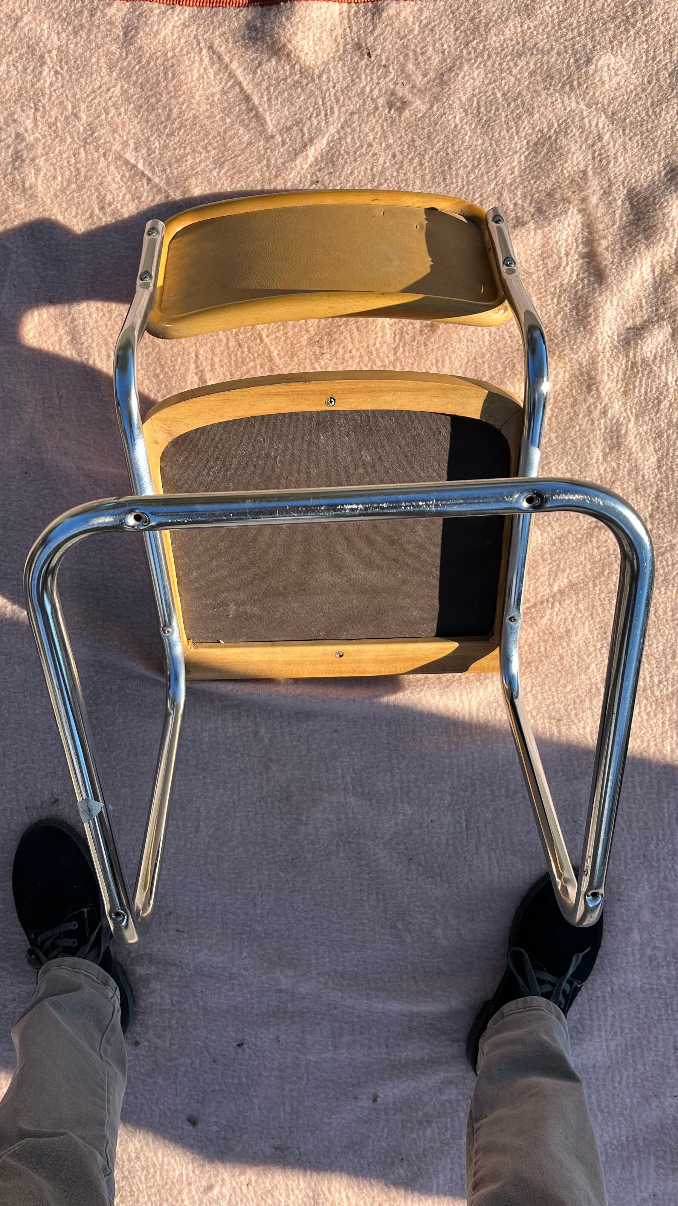 Pair vintage sled reception chairs