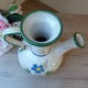 Pichet carafe chevrette in glazed terracotta with flowers, numbered Italian craftsmanship.