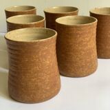 6 vintage stoneware tumblers