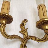 Vintage French Bronze Double Wall Sconces with Acanthus Leaf Detail 5706
