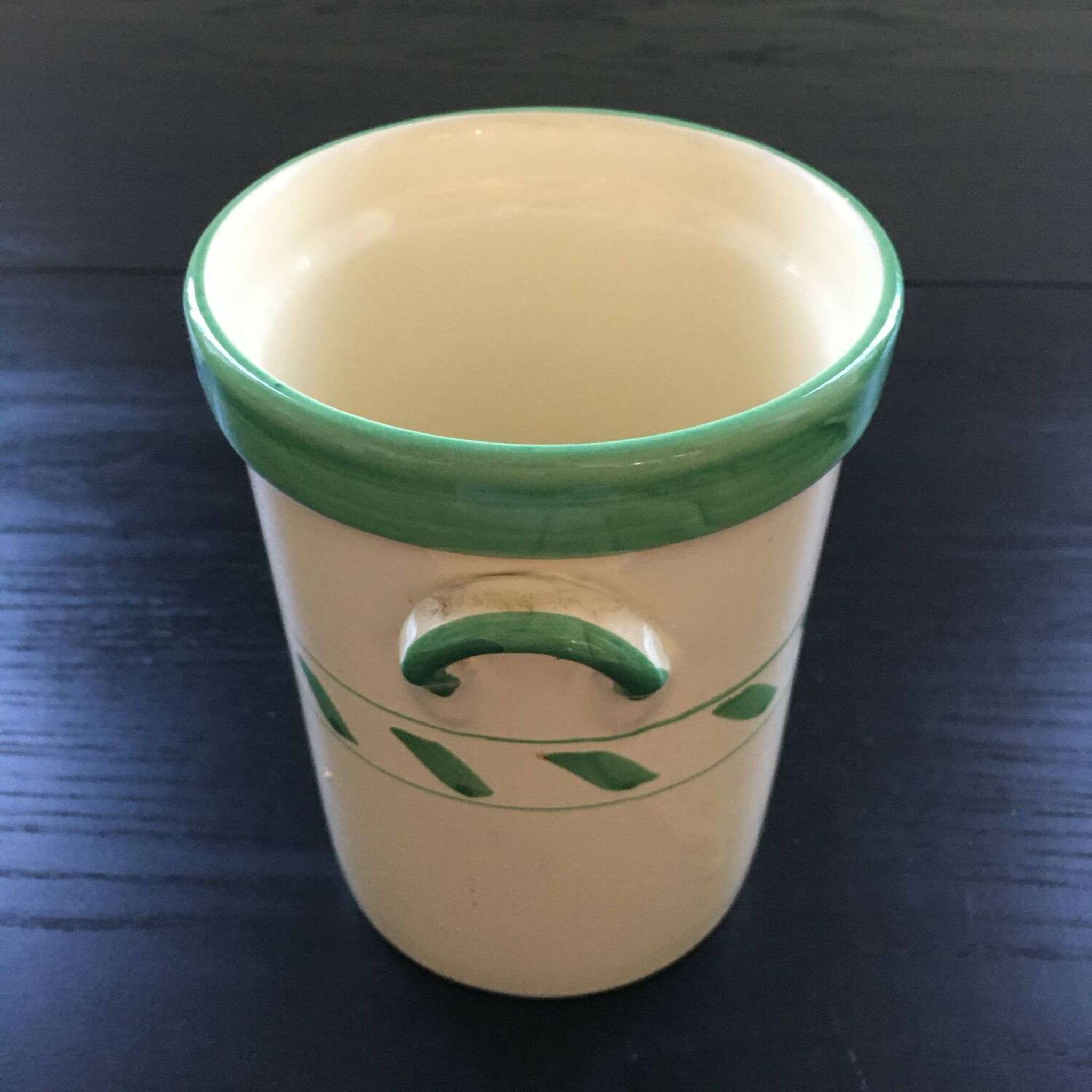 Seau à glace en faïence jaune et verte