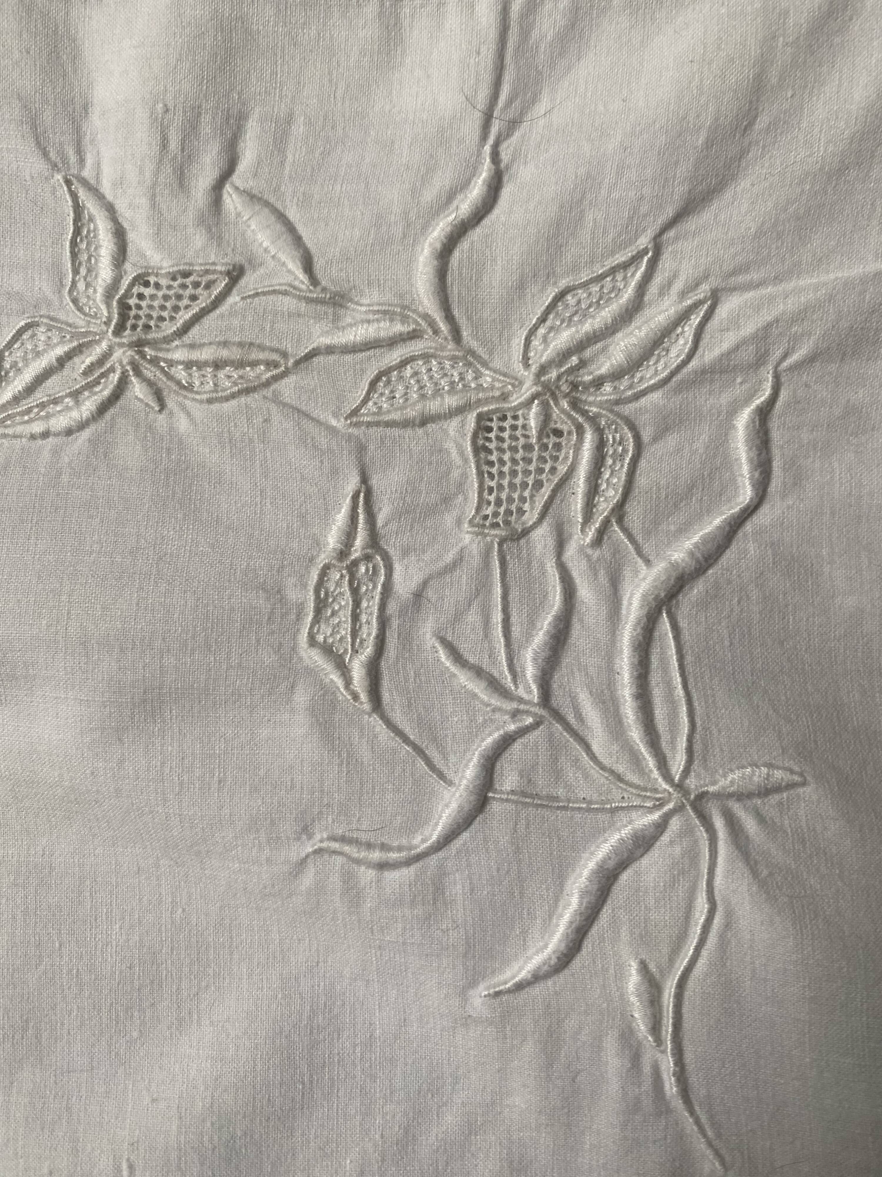 Pair of antique MM embroidered pillowcases